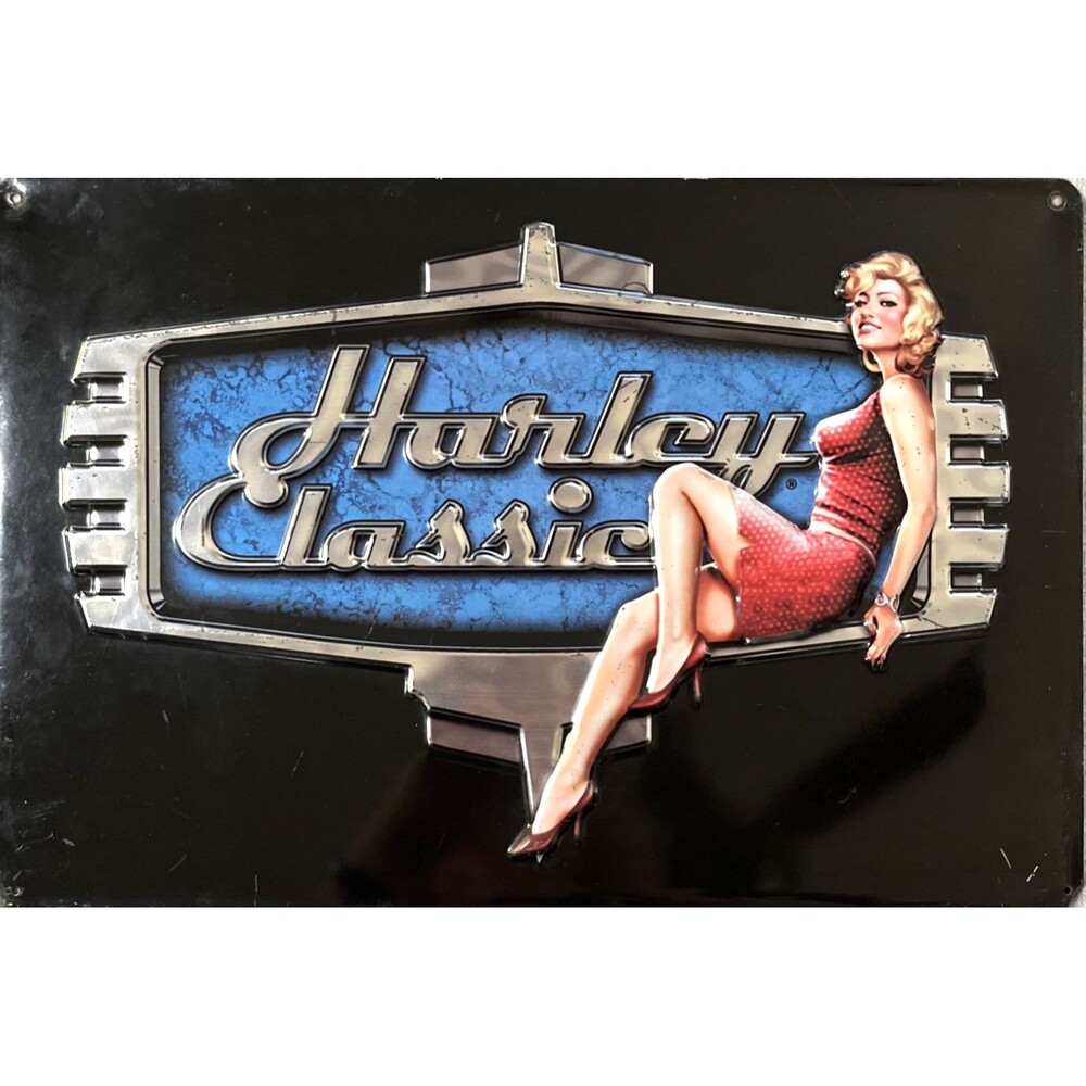 Vtg Harley-Davidson Ande Rooney H-D Retro Babe 2010771 Tin Embossed Sign 2012
